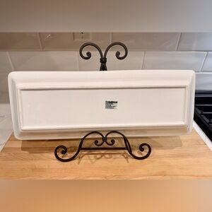 Crate&Barrel Porcelain White Serving Tray Platter 18”x7”
